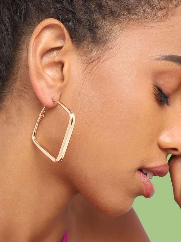 Rose Gold Square Hoop Earring  In The Style USA