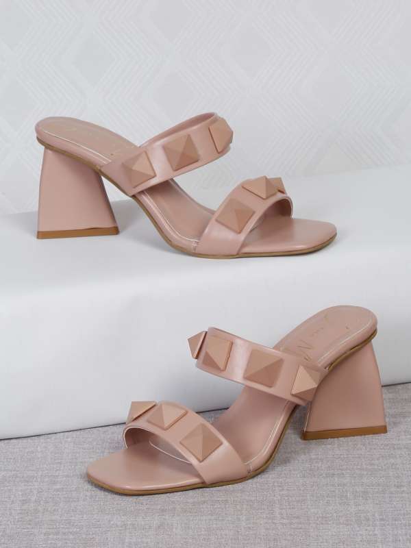 Nude chunky heels sale
