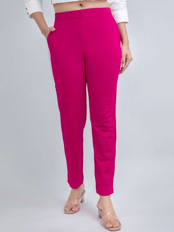 Buy Pink Mid Rise Pants Online In India