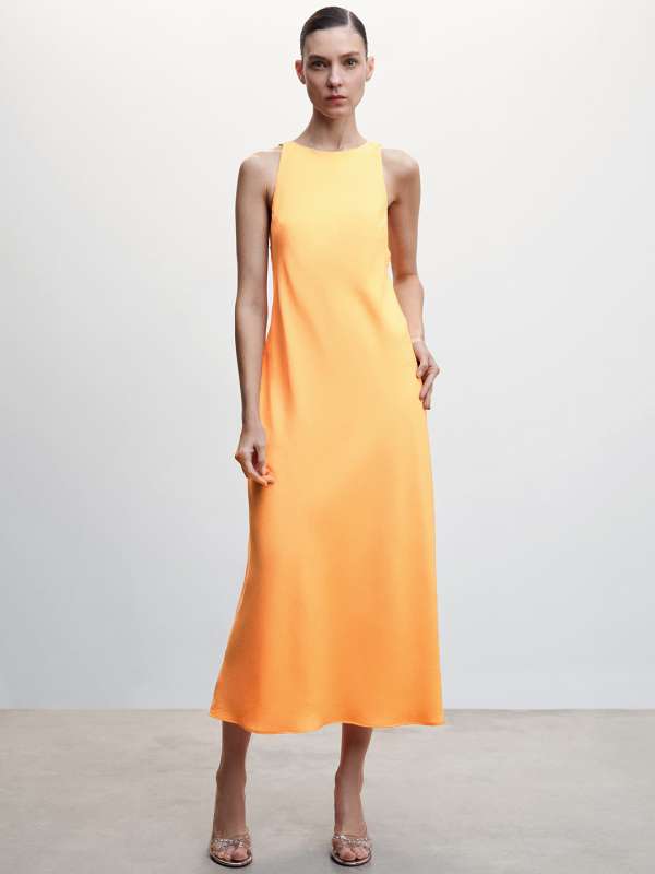 mango peach midi dress