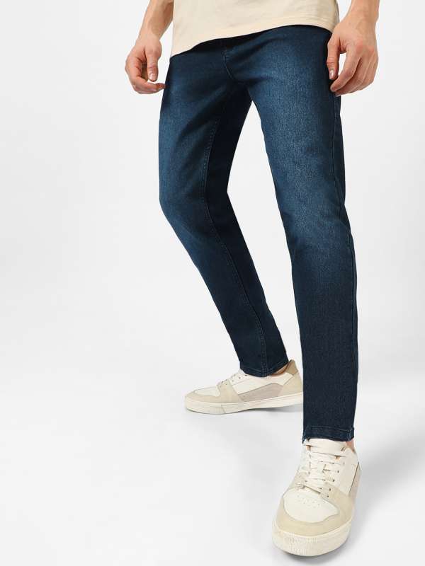 Men Blue Slim Fit Mid Rise Slash Knee Stretchable Jeans Buy Men Blue Slim Fit Mid Rise Slash Knee Stretchable Jeans online in India