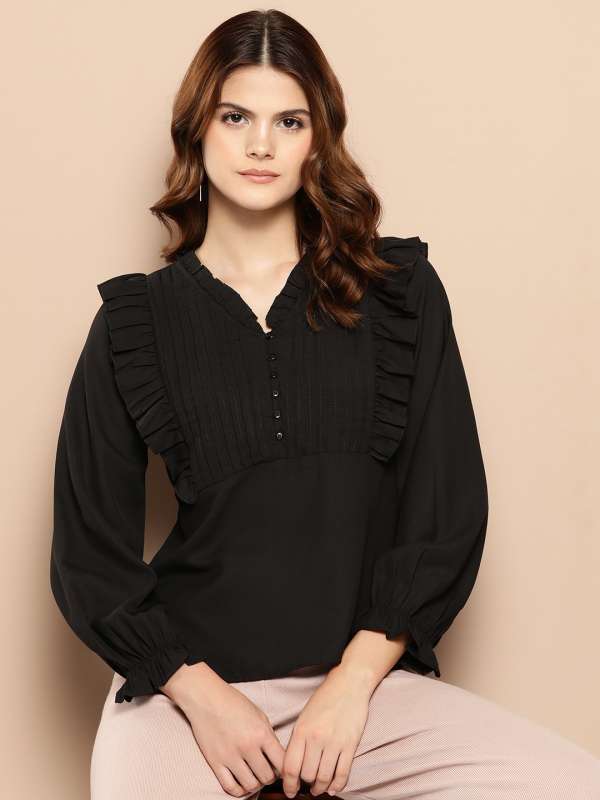 Womens tops with ruffle sleeves outlet