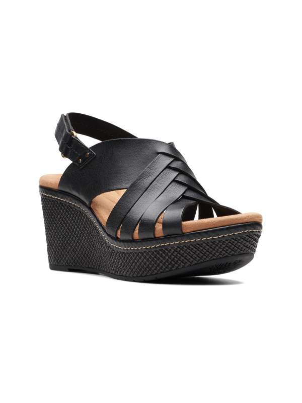 Clarks peep toe wedges discount