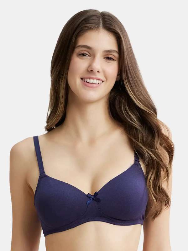 Buy Jockey Women's Blue Solid Cotton Blend Pack of 1 Non Padded Non Wired Bra  Online at Best Prices in India - JioMart.