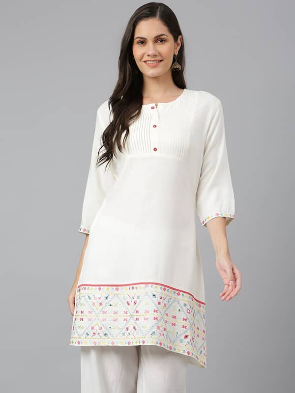 Buy Online Off White Rayaon Kurti for Women  Girls at Best Prices in Biba  IndiaWORKWEA16427AW20OWH