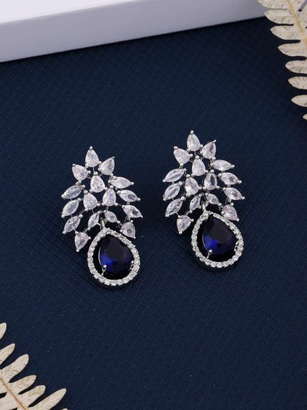Navy blue and white earrings 2025