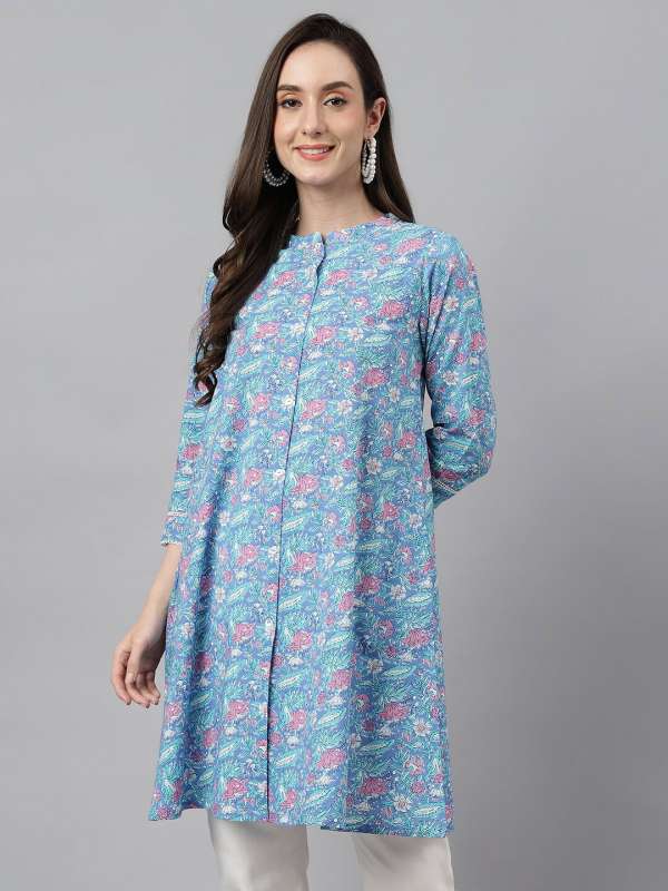 Janasya Women's Blue Cotton Tunic(JNE3669) at Rs 299/piece, Cotton Tunics  in Surat