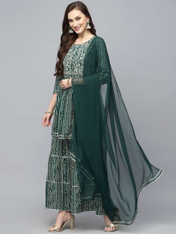 Green Sharara Buy Trendy Green Sharara Online in India Myntra