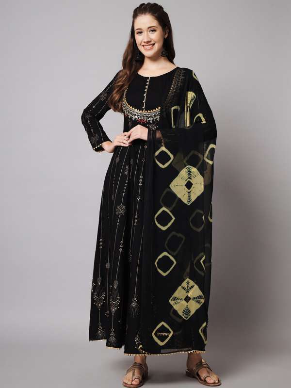 Black and gold ethnic dresses sales