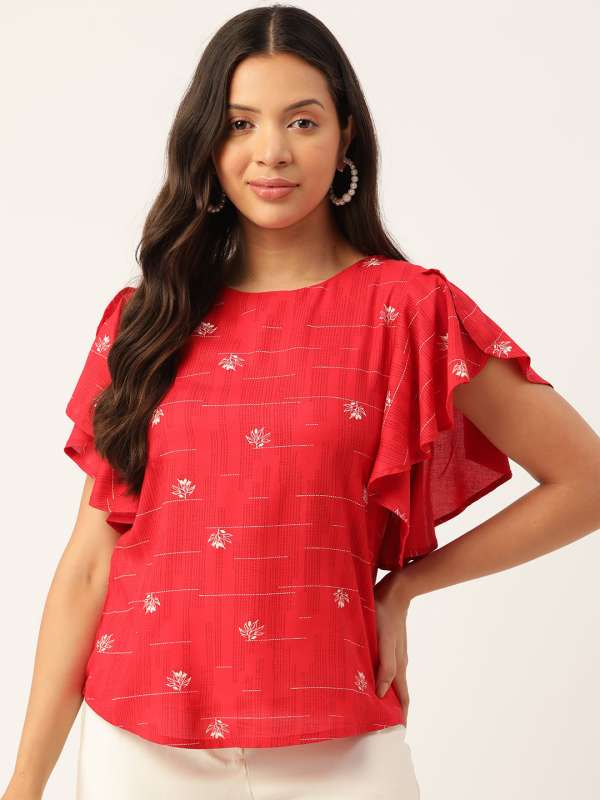 Red deals frilly tops