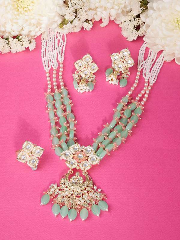 Sea green cheap necklace set