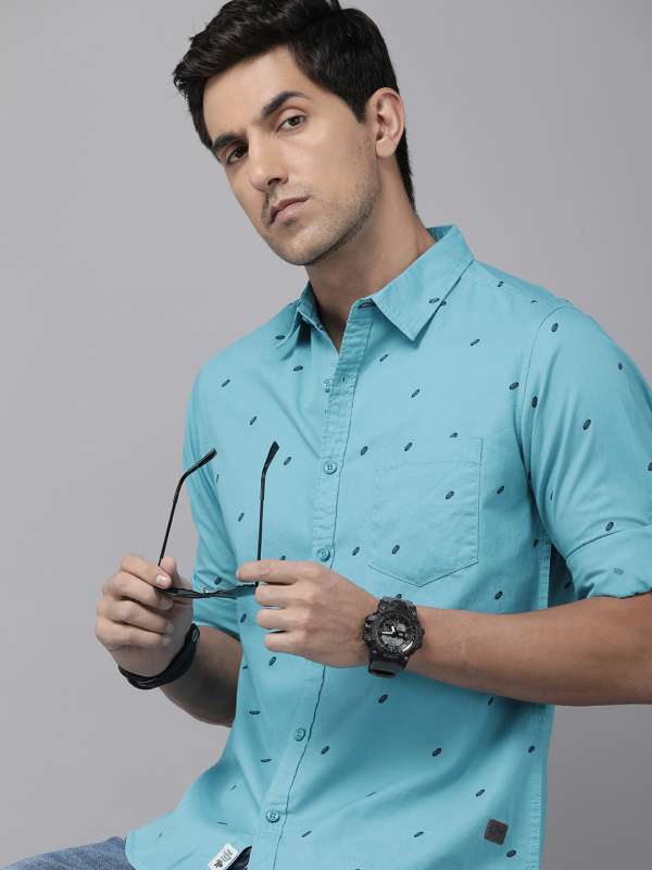 Buy Roadster Men Blue Printed Casual Sustainable Shirt - Shirts for Men  1364628