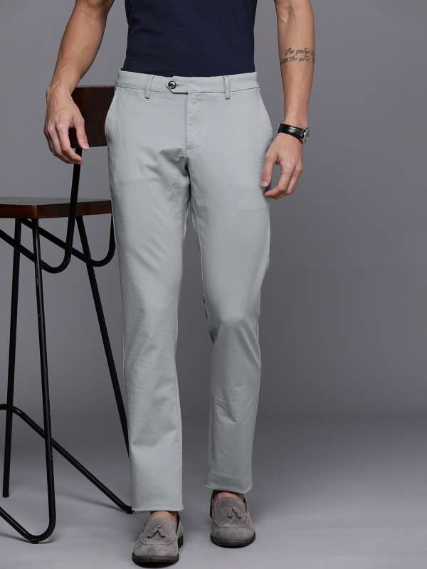 Buy Men Navy Custom Fit Solid Casual Trousers Online  717039  Allen Solly