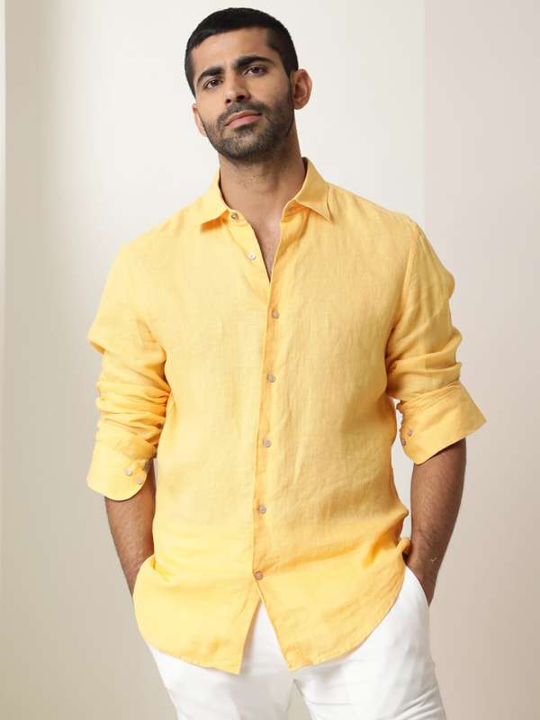 Yellow Linen Shirts Buy Yellow Linen Shirts online in India