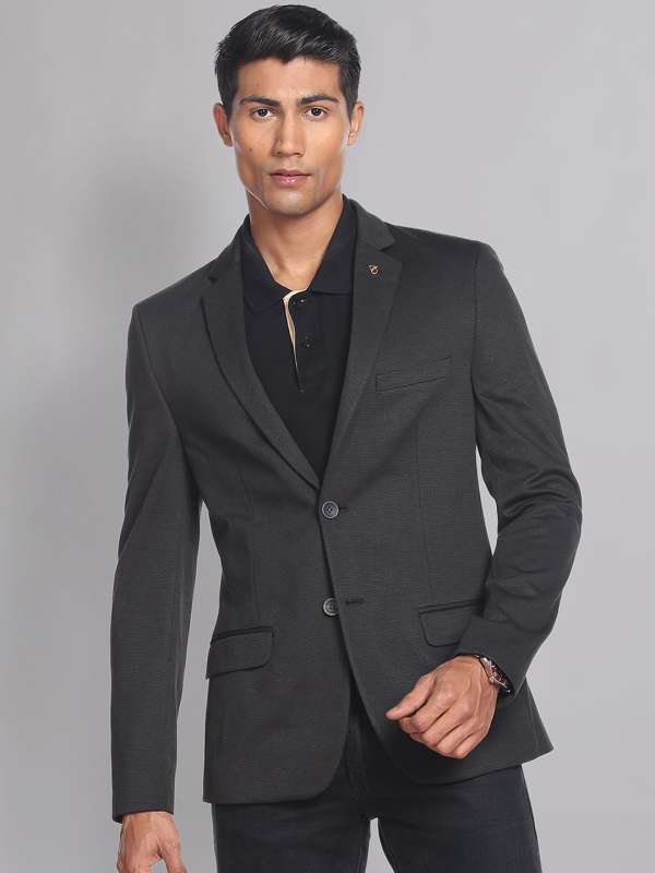 Textured black blazer store