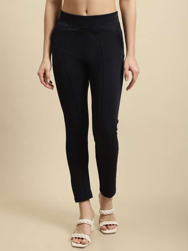Buy Go Colors Women Solid Black Stretch Ponte Pants online