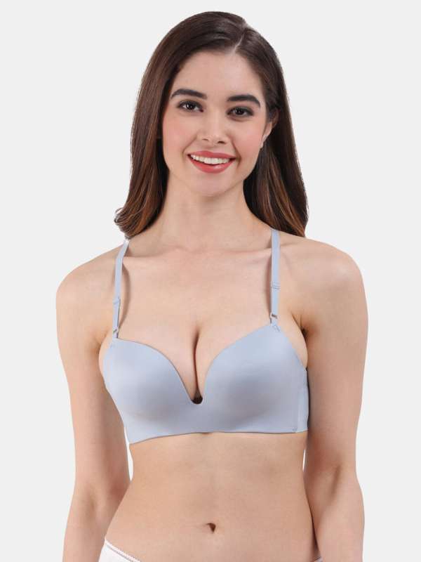 Blue Solid Non Wired Lightly Padded Push Up Bra 7613124341442