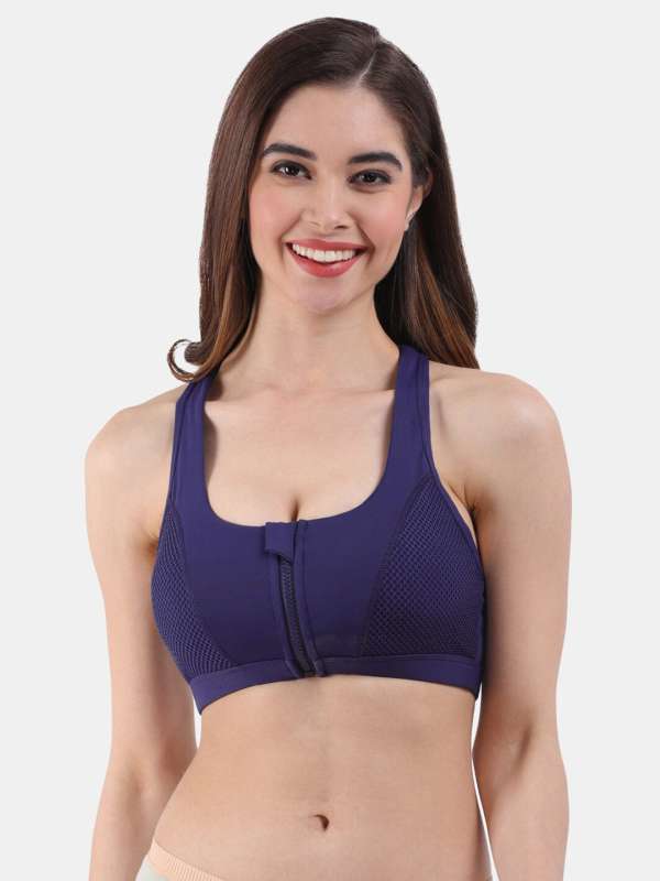 Buy Fitkin White High Impact Sports Bra With Front Zipper online