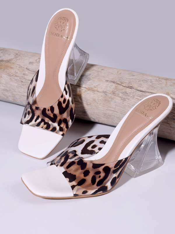 Leopard open store toe heels