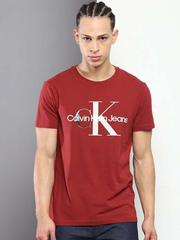 Calvin Klein Jeans Maroon Tshirts - Buy Calvin Klein Jeans Maroon Tshirts  online in India