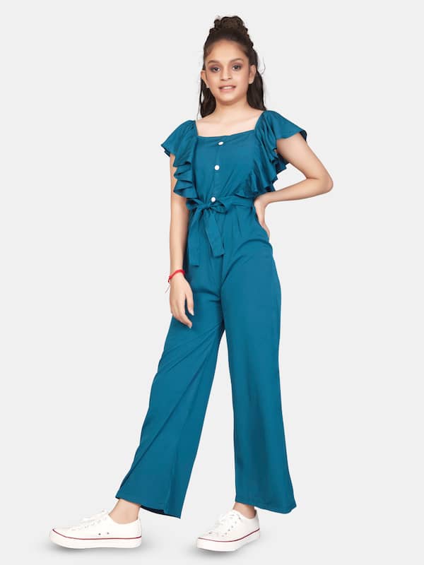 SHEIN Toddler Girls Ruffle Trim Belted Overall Jumpsuit Without Blouse |  SHEIN South Africa