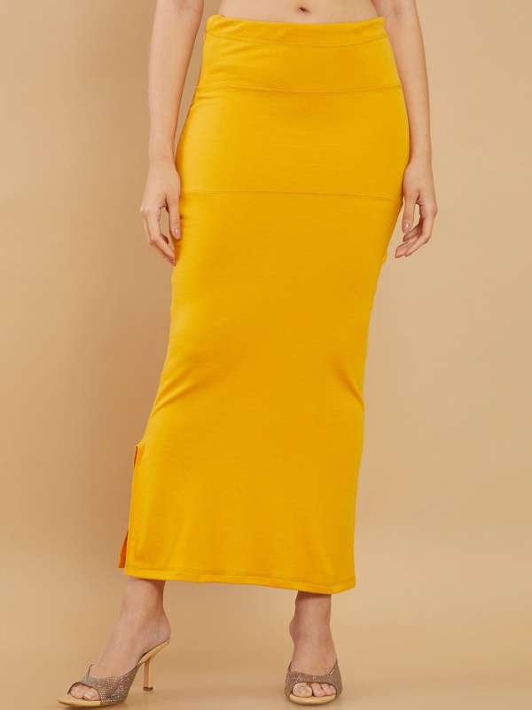 Mustard Yellow Shapewear for Saree Petticoat for Women Cotton