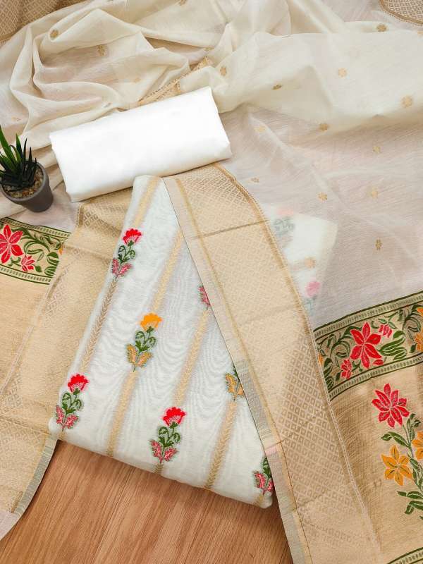 White Dress Material Buy White Dress Materials Online Myntra