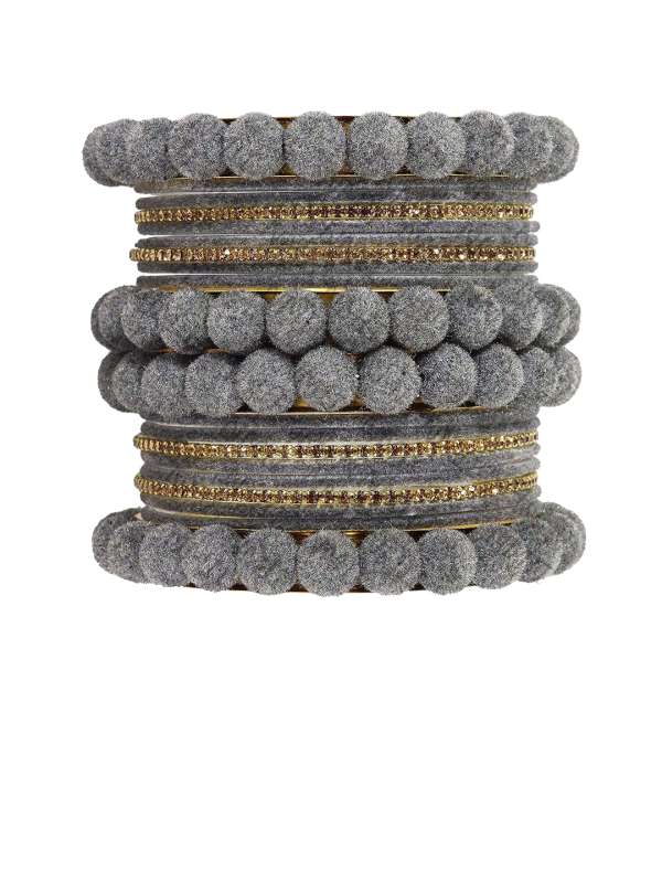 Grey colour silk thread bangles on sale