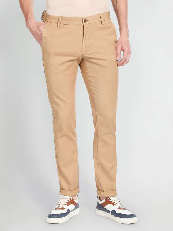Arrow Sports Casual Trousers  Buy Arrow Sports Men Light Khaki Mid Rise  Textured Casual Trousers Online  Nykaa Fashion