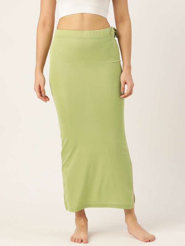Lime green plain saree shapewear - G3-WSP00037 