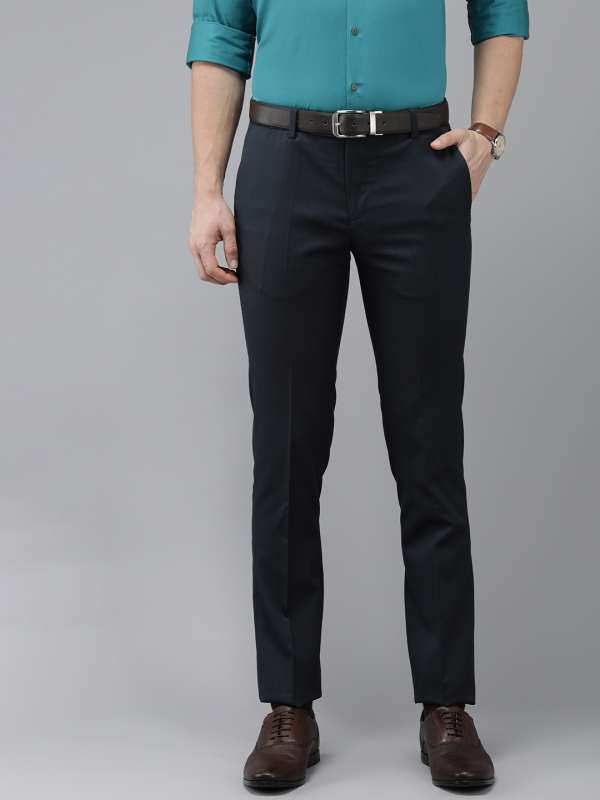 Buy ARROW Black Structured Polyester Blend Tailored Fit Mens Trousers |  Shoppers Stop