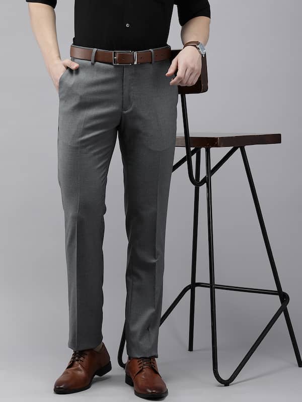 Buy ARROW Black Structured Polyester Viscose Regular Fit Mens Trousers |  Shoppers Stop
