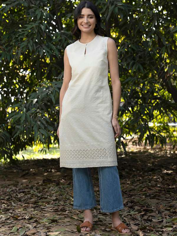 uNidraa | White Multicolour Floral Hand Block Printed Sleeveless Cotton  Co-Ord Set with Pants
