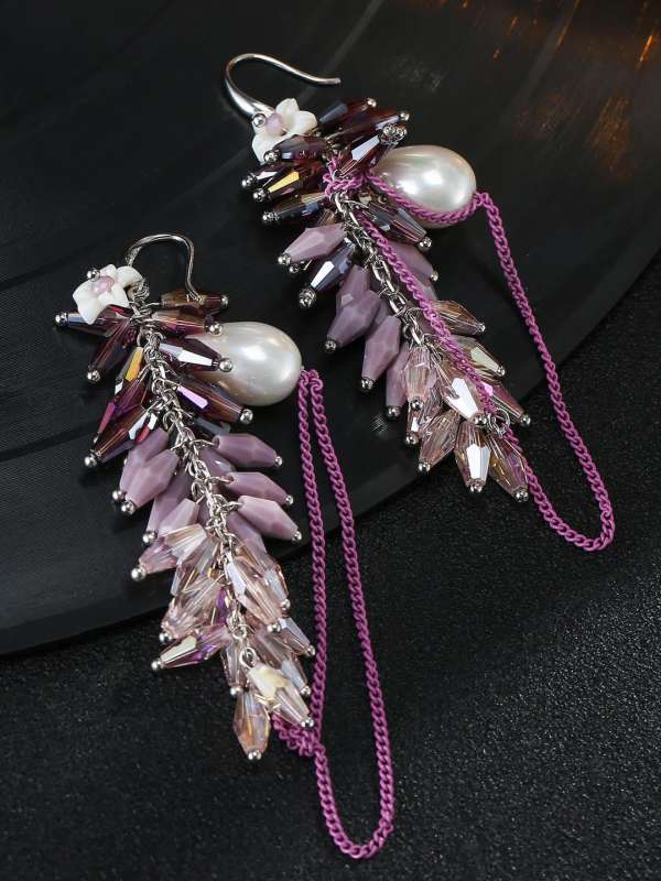Purple long earrings top