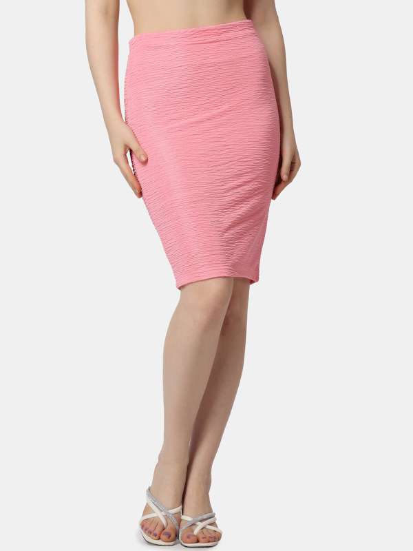 Hot pink knee length pencil skirt online