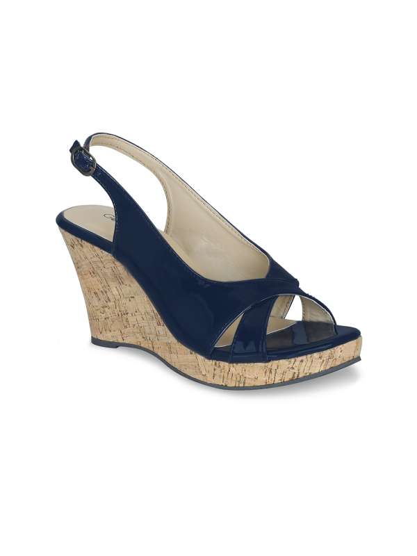 Navy blue wedge heels clearance