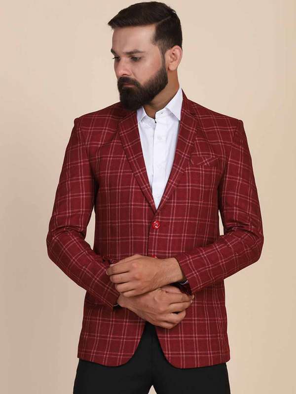 Maroon check blazer outlet