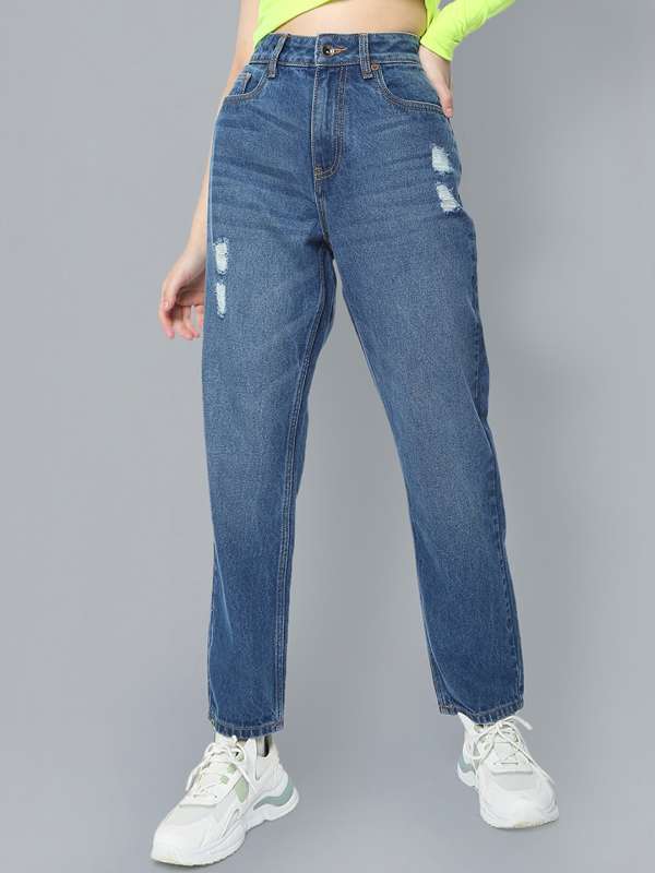 Blue High Rise Skinny Distressed Jeans