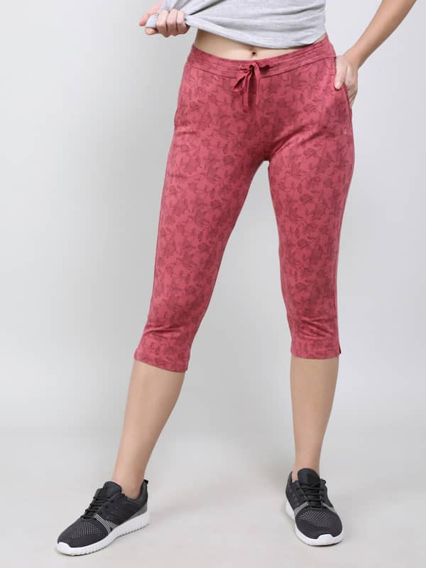Buy Kryptic Women Maroon & Pink Printed Regular Fit Cotton Capris (Pack of  2) online
