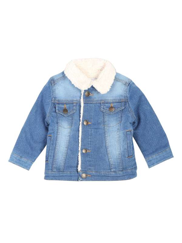 Kids jean jacket with fur hotsell
