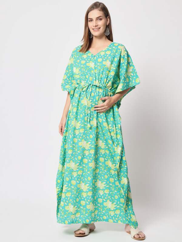 Buy Mine4Nine Women Blue Printed Fit And Flare Maternity Dress  Dresses  for Women 9040103  Myntra