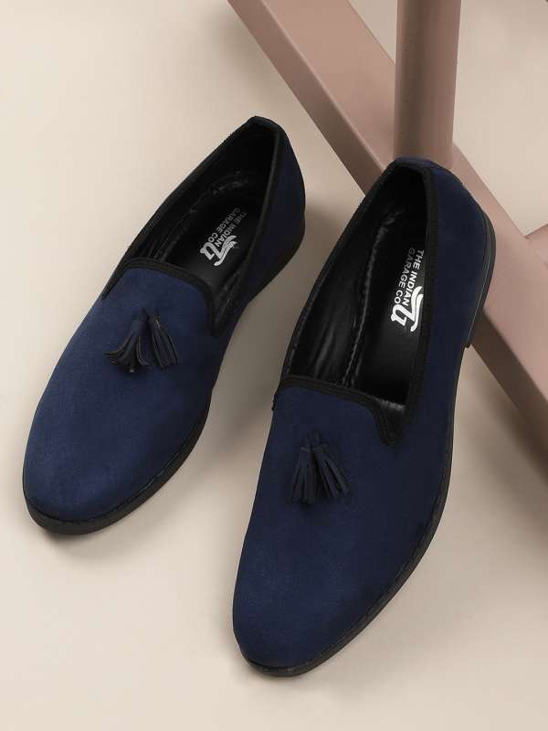 Navy blue sales loafers with spikes