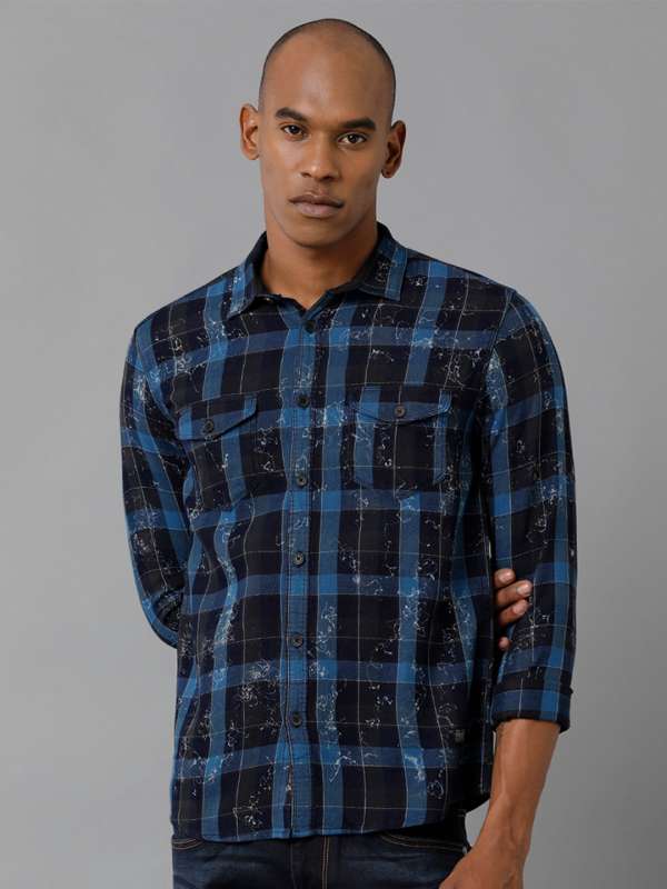 Blue jeans checkered shirt top