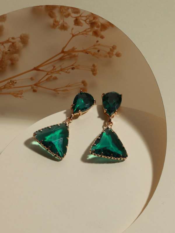 Dark green discount earrings online