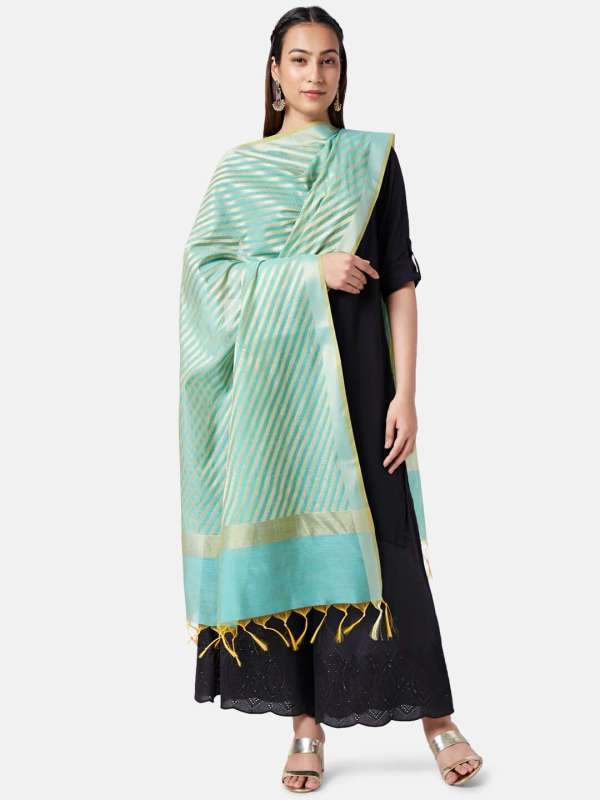 RANGMANCH BY PANTALOONS Beige Solid Pure Cotton Dupatta - Absolutely Desi