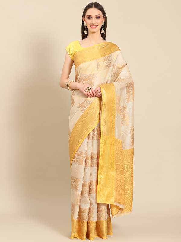 Myntra tussar silk saree 2025