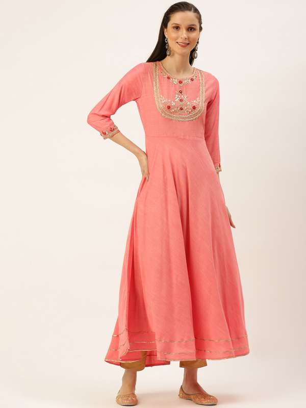 Peach colour maxi outlet dress
