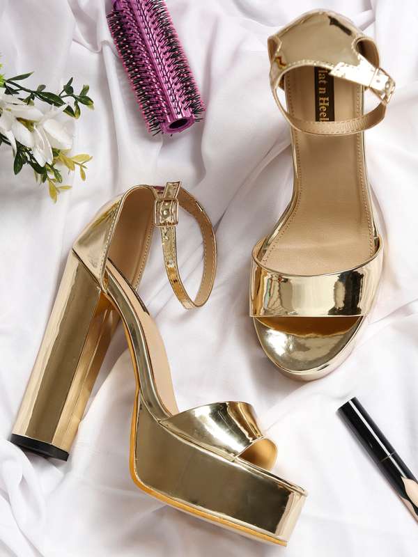 Golden heels myntra deals