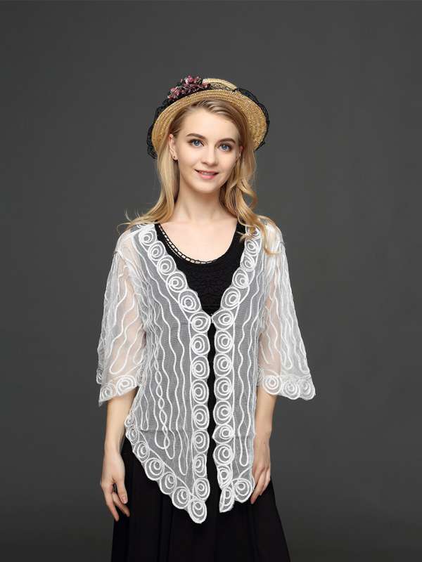White embroidered shrug discount