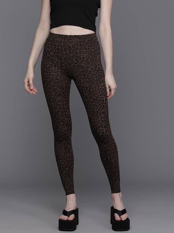 White Mark Women's Plus Size Casual Leopard Print Leggings 